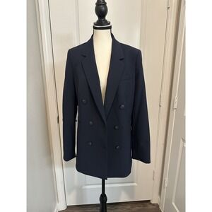 Gianni Bini Navy Double Breasted Blazer Stretch Tailored Career Jacket Sz 12
